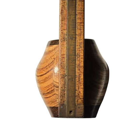 Handmade Toothpick Holder of Marquetry Pieced and Turned Wood - Picture 6 of 8